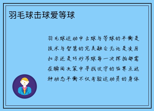 羽毛球击球爱等球